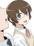  1girl blue_eyes brown_hair chikuishi glasses kousaka_kyousuke ore_no_imouto_ga_konna_ni_kawaii_wake_ga_nai school_uniform short_hair tamura_manami 