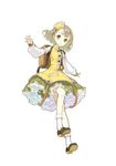  atelier_(series) atelier_escha_&amp;_logy backpack bag bangs bare_shoulders blonde_hair blunt_bangs brown_eyes detached_sleeves dress frills full_body hair_ornament hidari_(left_side) lucille_ernella official_art shoes short_hair skirt socks solo 