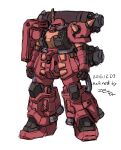  2016 cable colored_lineart dated english_commentary gundam gundam_thunderbolt highres mecha mecha_focus mobile_suit no_humans one-eyed original radio_antenna redesign robot science_fiction shield shoulder_spikes signature sketch spikes thrusters vernier_thrusters white_background z006 zaku zeon 