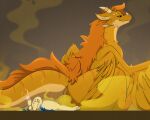 anthro balls bodily_fluids butt cum cumshot dragon duo ejaculation facesitting fart fart_fetish fart_sniffing farting_on_another farting_on_face feathered_wings feathers fur furred_dragon furred_scalie gassy genital_fluids genitals hi_res horn humanoid_genitalia humanoid_penis male male/male mythological_creature mythological_scalie mythology orange_body orange_fur penis rikuaoshi scalie sitting sitting_on_another size_difference smelly sniffing stink_fumes stink_lines tail wings