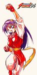  1girl 90s asamiya_athena illustration king_of_fighters long_hair oobari_masami purple_hair snk solo 