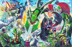  altaria alternate_color ampharos axew bagon breath_weapon breathing_fire charizard charmander commentary deino_(pokemon) dragon dragonair dragonite dratini druddigon electricity english_commentary fangs fire flygon flying fraxure gabite garchomp gible goodra goomy haxorus highres hydreigon kingdra latias latios mega_ampharos mega_charizard_x mega_latias mega_latios mega_pokemon mega_rayquaza mega_salamence mega_sceptile no_humans open_mouth outline pokemon pokemon_(creature) pokemon_focus rayquaza salamence sceptile shelgon shiny_and_normal shiny_pokemon sliggoo sparkle swablu sweat takkun_(takkun_art) traditional_media trapinch treecko vibrava white_outline wingull zweilous 
