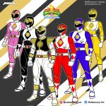  2girls 4boys armor black_bodysuit black_helmet blue_bodysuit blue_helmet bodysuit boots clenched_hands commentary dino_buckler english_commentary facebook_username fusion gloves gold_armor gosei_sentai_dairanger helmet highres houou_ranger instagram_username kiba_ranger kirin_ranger kyouryuu_sentai_zyuranger looking_ahead mammoth_ranger mighty_morphin_black_ranger mighty_morphin_blue_ranger mighty_morphin_pink_ranger mighty_morphin_power_rangers mighty_morphin_red_ranger mighty_morphin_white_ranger mighty_morphin_yellow_ranger multiple_boys multiple_girls pink_bodysuit pink_helmet power_rangers ptera_ranger red_bodysuit red_helmet redesign roheemura_art ryuu_ranger_(dairanger) shishi_ranger standing super_sentai tenma_ranger tiger_ranger tokusatsu tricera_ranger twitter_username tyranno_ranger white_bodysuit white_boots white_gloves white_helmet yellow_bodysuit yellow_helmet 