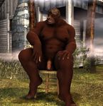  abs anthro balls bear biceps brown_fur cgi claws flaccid fur grin grizzly_bear hindpaw looking_at_viewer male mammal muscles navel nipples nude paws pecs penis pose presenting sheath sitting smile solo teeth vic34677 
