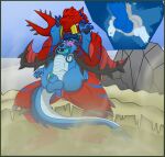 abdominal_bulge absurd_res ahegao anal anal_orgasm anal_penetration angry angry_sex animal_genitalia anthro anus balls barbel_(anatomy) barioth big_butt big_dom_small_sub big_knot big_penis big_teeth black_nose blue_anus blue_balls blue_body blue_fur blue_knot blue_markings blue_penis blue_scales blue_sky blue_tongue butt capcom carrying_another carrying_partner carrying_position clothed clothing detailed_background digital_media_(artwork) dominant dragon duo duo_focus duquedingo_(character) ears_down eastern_dragon ejaculation european_mythology evildraak eye_roll eyes_closed fangs flesh_whiskers flying_wyvern fondling_internal_bulge forced forced_anal fur genital_slit genitals green_eyes green_penis group hand_on_head hands-free hard_sex hi_res horn hot_spring huge_penis internal internal_anal interspecies knot knot_bulge knot_root knotting looking_pleasured male male/male male_penetrated male_penetrating male_penetrating_male mammal markings membrane_(anatomy) membranous_wings monster_hunter multicolored_body multicolored_fur muscular muscular_anthro muscular_male mythological_creature mythological_scalie mythology nature nature_background non-canine_knot on_lap open_mouth orgasm orgasm_face outside_sex partially_submerged pelvis penetration penile penile_penetration penis penis_in_ass penis_shaped_bulge pivoted_ears pleasured_male raised_leg red_body red_scales red_skin rock sabertooth_(anatomy) scales scalie sex sharp_teeth sitting_on_lap size_difference sky smaller smiley_face snow spikes spikes_(anatomy) spread_legs spreading steam submissive submissive_anthro submissive_male tail teeth thick_knot thick_penis tongue tongue_out topless topless_anthro topless_male two_tone_body two_tone_fur vein veiny_knot veiny_penis water western_dragon winged_arms wings wyvern x-ray_view yellow_eyes