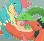  anal anal_penetration argon_vile charmeleon croconaw cum cum_in_mouth cum_inside english_text erection eyes_closed fellatio gay group group_sex grovyle male nintendo open_mouth oral oral_sex orgasm penetration penis plain_background pok&#233;mon pok&eacute;mon scalie sex smile text threesome video_games 