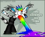  hair mammal mottenfest multi-colored_hair parody piercing rainbow rainbow_hair solo sysko technicolor_yawn urban-coyote vomit 