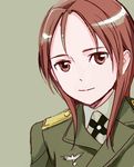  aida_yuu long_hair military military_uniform minna-dietlinde_wilcke red_eyes red_hair smile solo strike_witches uniform world_witches_series 