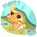  applejack_(mlp) blonde_hair chibi-c diaper equine female feral freckles friendship_is_magic hair horse mammal my_little_pony plate pony solo young 