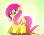  blush cutie_mark equine female feral floppy_ears fluttershy_(mlp) friendship_is_magic fur hair horse kty159 long_hair looking_at_viewer mammal my_little_pony pegasus pink_hair plain_background pony smile solo white_background wings yellow_fur 