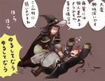  2girls artist_request eyes_closed fire_emblem fire_emblem:_kakusei glasses hat miriel_(fire_emblem) multiple_girls oaktree1842 ponytail red_hair translation_request wizard_hat 
