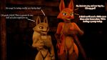 16:9 3d_(artwork) anthro arm_warmers armwear bare_shoulders big_breasts blender_(artwork) breasts canid canine clothing collar corsac_fox crop_top cropped_sweater dark dialogue diane_foxington digital_media_(artwork) dreamworks dungeon duo english_text female fox garter_straps hand_on_hip hi_res highleg impaer_jaster kung_fu_panda looking_at_another mammal open_mouth open_smile profanity shirt sleeveless_shirt sleeveless_sweater smile smiling_at_another tail text the_bad_guys thong topwear true_fox under_boob underwear widescreen zhen_(kung_fu_panda)