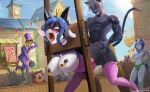 anal anal_penetration anthro breasts coin collar crowd crown executioner felid feline female flucky_bat from_behind_position group guillotine headgear hi_res humiliation humping male male/female mammal nipple_piercing nipples penetration piercing public public_humiliation public_sex salesperson sex