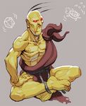  bald belt indian_style male_focus muscle oetarou old_man oro_(street_fighter) red_eyes rope sitting solo street_fighter street_fighter_iii_(series) yellow_skin 