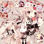  asymmetrical_clothes brown_eyes cat chain dog eyeshadow fingernails hair_ornament hand_puppet long_hair looking_at_viewer makeup maruino microphone open_mouth original pelt pig puppet silver_hair smile solo stuffed_toy twintails wolf wolf_pelt 