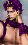  alternate_hairstyle horns jojo_no_kimyou_na_bouken kars_(jojo) male_focus purple_eyes purple_hair realistic sabano_(haldir) solo tiara 