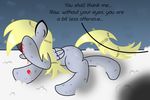  bleeding blonde_hair blood cutie_mark derpy_hooves_(mlp) equine female friendship_is_magic hair horse my_little_pony navel pegasus pony snow wings wounded ziemniax 