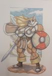  armor barbarian belt big_breasts breasts canine dog female husky loincloth mammal muscles muscular_female shield solo sword unconvincing_armor warrior weapon wolfgangcake 