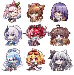  6+girls :3 absurdres ahoge airani_iofifteen airani_iofifteen_(1st_costume) animal_ears anya_melfissa anya_melfissa_(1st_costume) area_15 ayunda_risu ayunda_risu_(1st_costume) bare_shoulders barefoot belt beret black_belt black_bow black_dress black_shoes blonde_hair blue_dress blue_eyes blue_hair blue_overalls blush bow braid bread bread_slice brown_hair brown_shoes cheschorv chibi chibi_only closed_mouth collar colored_inner_hair colored_skin colored_tips commentary commission cone_hair_bun cup detached_sleeves doll double_bun dress eating english_commentary eyewear_on_head fang feather_hair_ornament feathers food full_body fur_collar glasses gradient_eyes gradient_hair green_bow green_eyes green_shoes grey_hair grey_skin hair_bow hair_bun hair_ornament hairband half_up_braid hammer hand_on_own_chin hands_up hat hat_ornament heterochromia highres holding holding_cup holding_food holding_paintbrush holoh3roes hololive hololive_indonesia holoro jacket jewelry kaela_kovalskia kaela_kovalskia_(1st_costume) knees_together_feet_apart kobo_kanaeru kobo_kanaeru_(1st_costume) kureiji_ollie kureiji_ollie_(1st_costume) leaf leaf_hat_ornament long_hair looking_at_viewer moona_hoshinova moona_hoshinova_(1st_costume) multicolored_eyes multicolored_hair multicolored_hairband multicolored_skin multiple_girls no_nose object_through_head one_eye_closed open_mouth overalls own_hands_together paint paint_palette paint_splatter paint_splatter_on_face paintbrush pants pavolia_reine pavolia_reine_(1st_costume) pink_bow pink_hair pink_hat pink_jacket pouch print_shirt purple_hair red_bow red_eyes red_hair seiza shirt shoes side_braid side_ponytail sidelocks simple_background sitting skin_fang skirt smile socks sparkle squirrel_ears squirrel_girl squirrel_tail stitched_face stitched_leg stitches straight_hair stuffed_animal stuffed_toy sword sword_in_head symbol-shaped_pupils tail teddy_bear thigh_pouch three_quarter_view toast tongue torn_clothes torn_dress two-tone_skin two_side_up umbrella v v_arms very_long_hair vestia_zeta vestia_zeta_(1st_costume) virtual_youtuber wavy_hair weapon white_background white_dress white_hair white_jacket white_pants white_shirt white_skin white_skirt white_socks x-shaped_pupils yellow_eyes zombie 
