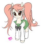  clothed clothing equine eyewear female feral friendship_is_magic glasses hair highschool_of_the_dead horse mammal my_little_pony navel pink_hair ponification pony psychoticmindsystem saya_takagi school_uniform schoolgirl_uniform skirt solo twintails 