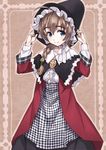  ahoge alternate_costume blue_eyes blush braid brown_hair european_clothes hair_over_shoulder hat highres long_hair long_sleeves looking_at_viewer lynette_bishop matsuryuu single_braid smile solo strike_witches wales welsh welsh_clothes world_witches_series 