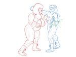  abs anthro bear biceps big_breasts boots boxing boxing_gloves breast_grab breast_squeeze breast_squish breasts duo female gloves gorilla hair hellbridge inks line_art mammal monochrome muscles muscular_female nipples nude polar_bear primate punch pussy shoe short_hair standing 
