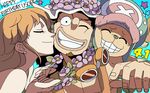  16:10 1girl 2boys birthday black_hair flower goggles hat kyakya multiple_boys nami nami_(one_piece) one_piece orange_hair pixiv_thumbnail reindeer resized smile tony_tony_chopper usopp x_(symbol) 