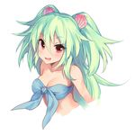  :d bad_id bad_pixiv_id bandeau bangs bikini blue_bikini blush breasts cleavage collarbone cropped_torso eyebrows_visible_through_hair from_side front-tie_bikini front-tie_top green_hair hair_between_eyes hair_ornament happy long_hair looking_at_viewer medium_breasts muromi-san namiuchigiwa_no_muromi-san open_mouth parted_bangs red_eyes seashell shell shell_hair_ornament simple_background smile solo swimsuit tousaki_umiko two_side_up upper_body white_background 