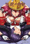  2girls blush breast_press breasts female hat kagura_(oneechanbara) large_breasts long_hair looking_at_viewer lying ml multiple_girls oneechanbara pink_hair purple_hair saaya_(oneechanbara) smile 