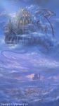  bad_pixiv_id blue building castle cityscape cloud dragon floating floating_castle island_turtle no_humans river scenery sky tenkuu_no_crystalia uchio_kazumasa 