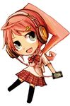  bow chibi digital_media_player headphones ico_(green_bullet) open_mouth original pink_hair simple_background skirt solo white_background 