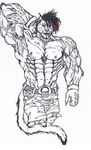  abs anthro belt biceps clothing fangs feline flexing fur hair looking_at_viewer male mammal muscles nipples open_mouth pecs plain_background pose shorts sketch solo standing toned tongue topless vein white_background yautaian-darkness_(artist) 