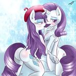  anthro anthrofied beret blush breasts butt candy chocolate clone cutie_mark duo equine eyeshadow faintheartedrarity female friendship_is_magic hair half-closed_eyes hat hi_res horn horse lesbian long_hair makeup mammal my_little_pony nude pony purple_eyes purple_hair rarity_(mlp) selfcest signature square_crossover unicorn 