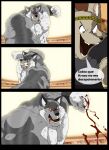 2017 abs anthro arena attack big_muscles blood bodily_fluids canid canine canis cesar_(xxsparcoxx) clothed clothing comic digital_media_(artwork) duo fennec_fox fox fur gladiator grey_body grey_fur headgear headwear hi_res huge_muscles kraso_(xxsparcoxx) male mammal multicolored_body multicolored_fur multiple_scenes muscular muscular_anthro muscular_male open_mouth pecs punch red_body spanish_text speech_bubble teeth text true_fox two_tone_body two_tone_fur warrior white_body white_fur wolf wounded xxsparcoxx
