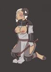 anthro armor bare_breasts big_breasts blood bodily_fluids bovid breasts caprine crowskull curvy_figure death defeated dying female female_death goat hammer hi_res hooves hourglass_figure inverted_nipples kneeling knight mammal nipples nosebleed pauldron slit_throat solo tools warhammer warrior