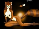  anthro breasts brown_hair female green_eyes hair mammal pose pussy red_panda solo tanuki zender 