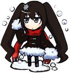  chibi ico_(green_bullet) long_hair lowres original pantyhose scarf simple_background solo twintails very_long_hair white_background 