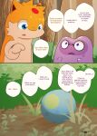 comic darrow0 ditto_(pokemon) english_text forest generation_1_pokemon generation_2_pokemon hi_res kuro_(darrow) male nintendo plant pokemon pokemon_(species) quilava speech_bubble text tree yuel
