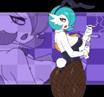 activeajames big_butt blue_hair bow_tie breasts bunny_costume butt cigarette clothing costume eyeliner fake_ears fake_rabbit_ears fake_rabbit_tail fake_tail female fishnet_clothing fishnet_leggings fishnet_legwear gardevoir generation_3_pokemon hair hi_res humanoid leggings legwear leotard looking_at_viewer looking_back looking_back_at_viewer makeup mature_female mole_under_eye natasha_(activeajames) nintendo pantyhose pokemon pokemon_(species) shirt_collar shirt_cuffs smoking smoking_cigarette solo
