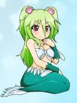  bad_id bad_pixiv_id green_hair jewelry long_hair mermaid monster_girl muromi-san namiuchigiwa_no_muromi-san necklace red_eyes scales seashell shell smile solo twintails two_side_up yami_0228 