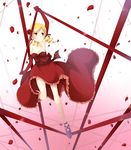  alternate_costume anri-agnes blonde_hair breasts cleavage dress drill_hair elbow_gloves flower gloves hair_flower hair_ornament highres mahou_shoujo_madoka_magica medium_breasts petals red_dress ribbon rose solo tomoe_mami twin_drills twintails yellow_eyes 