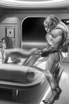 alien all_fours bed bigl1463 bioware claws digitigrade duo electronic_arts erection female furniture hi_res human imminent_sex male male/female mammal mass_effect muscular side_view standing turian