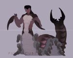abs ambiguous_gender arthropod artist_name centipede countershade_face countershade_torso countershading distracting_watermark full-length_portrait grey_background hi_res monster multi_leg multi_limb myriapod pecs pincers portrait purple_cube simple_background solo tail taur text watermark