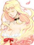  bad_id bad_pixiv_id breasts cleavage closed_eyes colored_eyelashes eyelashes kurage large_breasts long_hair macross macross_frontier petals sheryl_nome solo 