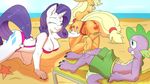  3_toes 5_toes all_fours anthro anthrofied anus applejack_(mlp) beach bikini blonde_hair blue_eyes breasts bugle bulge butt clothed clothing collaboration cutie_mark digitigrade dragon equine falord female freckles friendship_is_magic green_eyes grin group haiku_oezu hair hat horn horse human_feet looking_back lying male mammal my_little_pony nipples on_back one_eye_closed plantigrade pony presenting presenting_hindquarters presenting_pussy purple_hair pussy rarity_(mlp) sand scalie seaside skimpy smile soles spike_(mlp) starfish sweat swimsuit tight_clothing toes unicorn water wink 