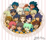  6+boys afuro_terumi asta_(inazuma_eleven) blonde_hair blue_eyes blue_hair brown_eyes closed_eyes fei_rune glasses green_eyes green_hair hair_ornament hairband hairlocs hakuryuu_(inazuma_eleven) headband inazuma_eleven_(series) inazuma_eleven_go inazuma_eleven_go_chrono_stone jeanne_d'arc_(inazuma_eleven) kirino_ranmaru kishibe_taiga kurosaki_makoto long_hair matsukaze_tenma mizuhara_aki multicolored_hair multiple_boys multiple_girls nanobana_kinako no_pupils one_eye_closed open_mouth pink_hair purple_hair raimon raimon_soccer_uniform red_eyes rococo_urupa shindou_takuto short_hair shuu's_sister shuu_(inazuma_eleven) soccer_uniform sportswear twintails two-tone_hair yukimura_hyouga zanak_abalonic 