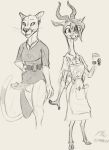 antelope anthro barista bovid clothed clothing female gynomorph gynomorph/female hi_res intersex intersex/female magnificent-arsehole mammal sketch standing