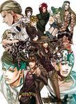  6+boys black_hair blonde_hair brown_hair bruno_buccellati giorno_giovanna green_hair gyro_zeppeli johnny_joestar jojo_no_kimyou_na_bouken kakyouin_noriaki kishibe_rohan kuujou_jolyne kuujou_joutarou kyokugei melone multiple_boys narciso_anasui prosciutto red_hair stand_(jojo) steel_ball_run tusk_(stand) 