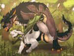 ambiguous_penetration black_body black_fur black_mane brown_body brown_fur cannibalistic_tendencies claws dragon duo female feral fur furred_dragon furred_scalie hi_res male male/female mane mythological_creature mythological_scalie mythology orange_claws orange_pawpads pawpads penetration scales scalie white_body white_scales