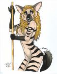  absurd_res anthro female hi_res hyena looking_at_viewer mammal nude pinup pose solo terrie_smith traditional_media 